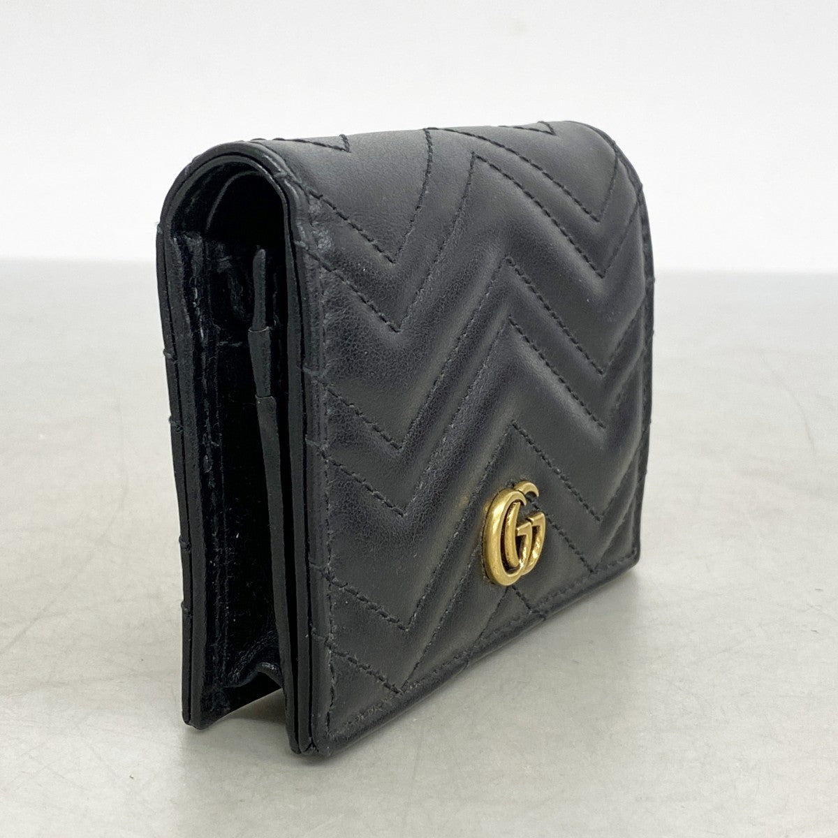 極美品✨グッチ 二つ折り財布 GGマーモント レザー ゴールド金具 ブラック グッチ GUCCI 2つ折り財布 GGマーモント COMPACT WALLET 782749