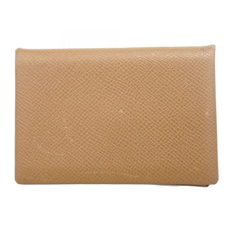 【5ib1996】エルメス 名刺入れ カルヴィ ヴォーエプソン エトゥープ シルバー金具 C刻印【中古】メンズ レディース ユニセックス