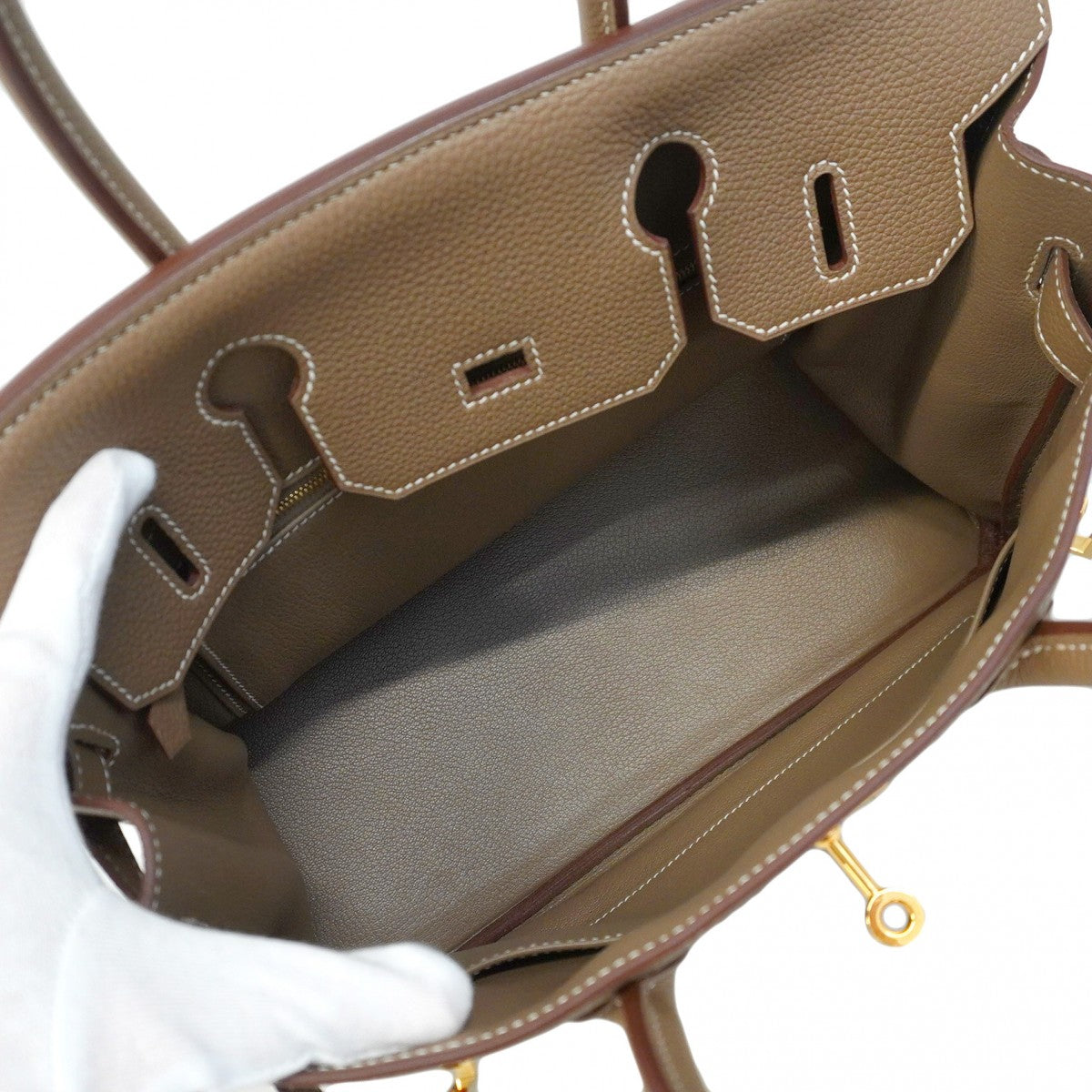 【5ib2015-g】エルメス ハンドバッグ バーキン30 トゴ エトゥープ ゴールド金具 A刻印【中古】レディース