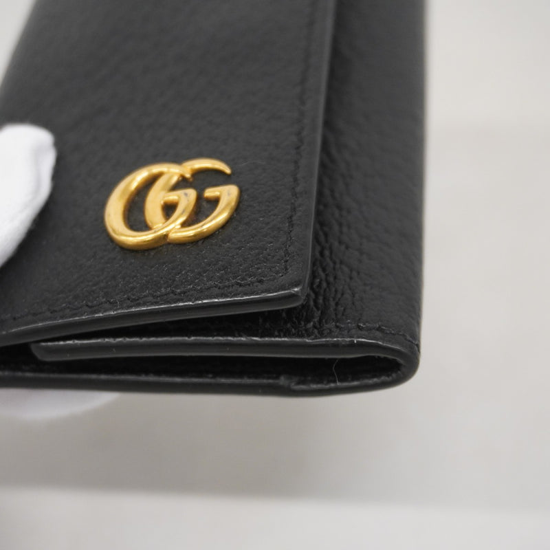 【5ib2021】グッチ キーケース GGマーモント 435305 レザー ブラック ゴールド金具【中古】レディース