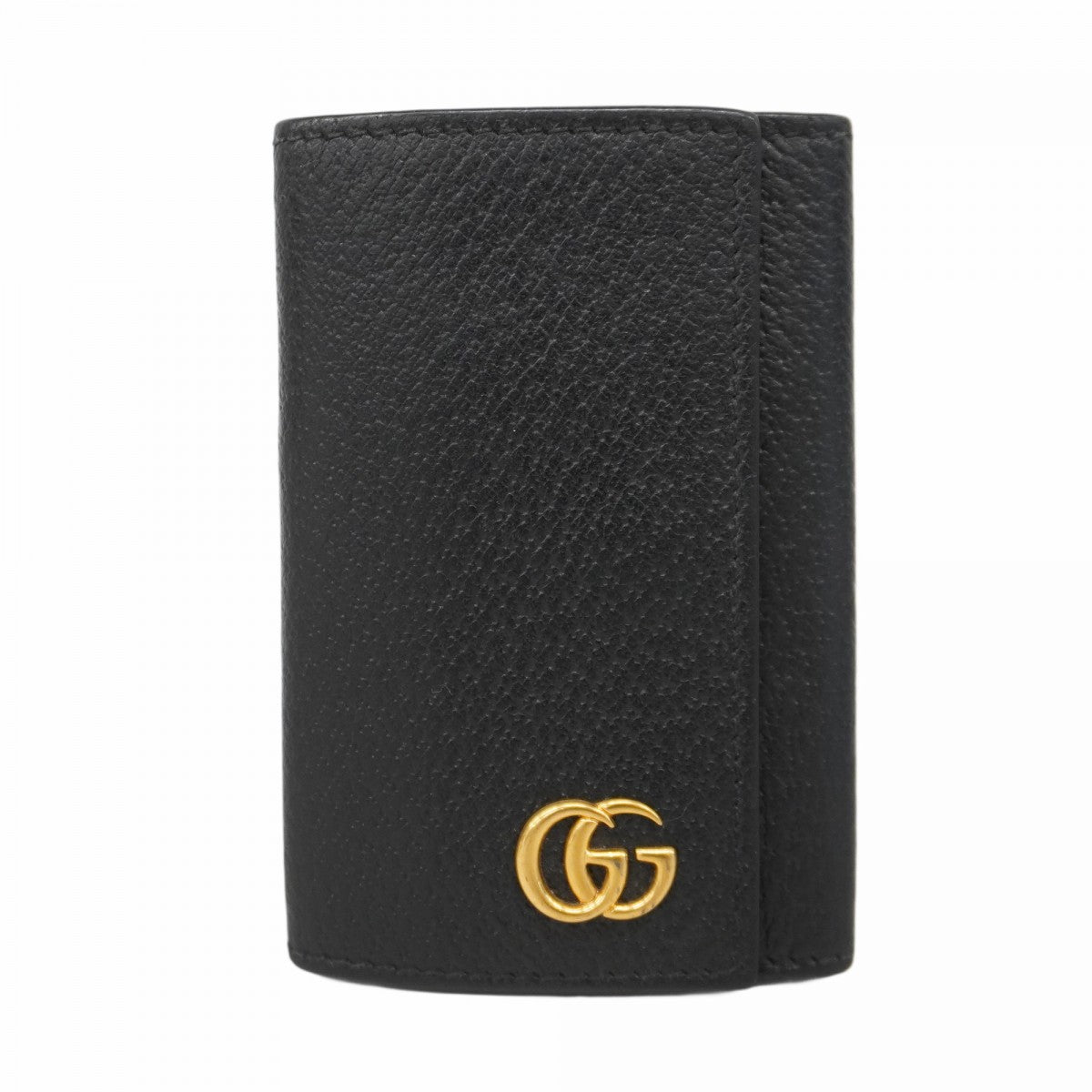 【5ib2021】グッチ キーケース GGマーモント 435305 レザー ブラック ゴールド金具【中古】レディース