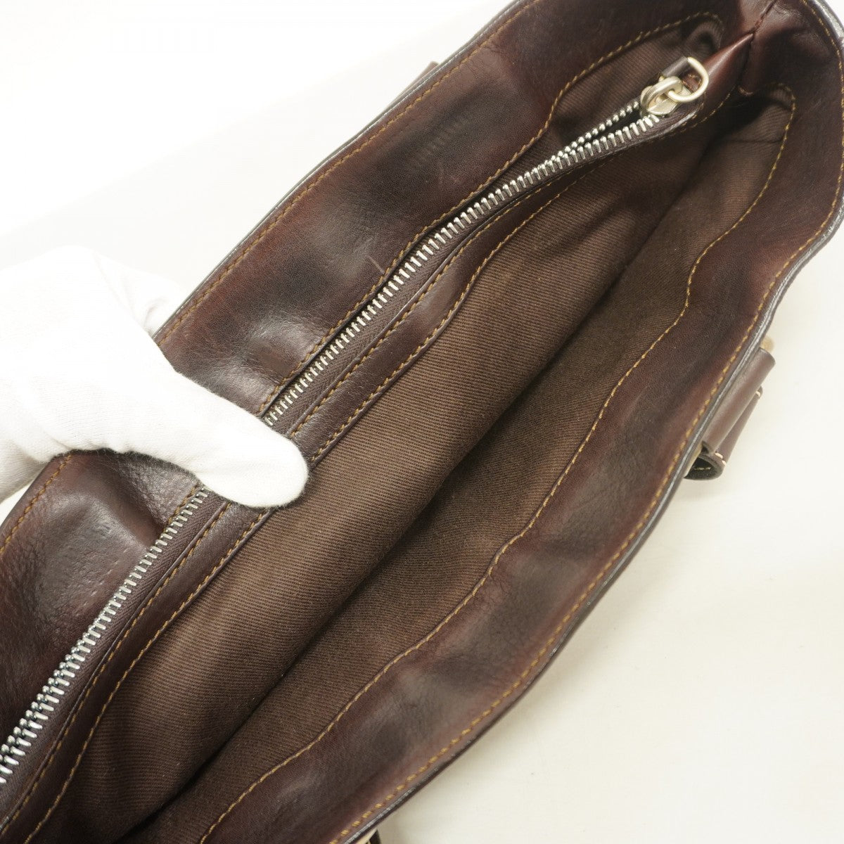 【5ib2146-h】セリーヌ ハンドバッグ ブギーバッグ レザー ブラウン シルバー金具【中古】レディース