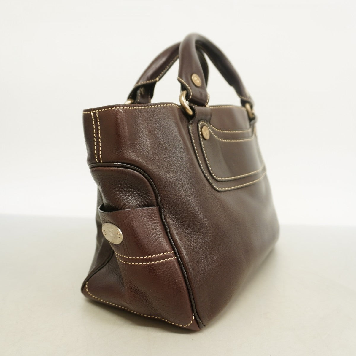 【5ib2146-h】セリーヌ ハンドバッグ ブギーバッグ レザー ブラウン シルバー金具【中古】レディース