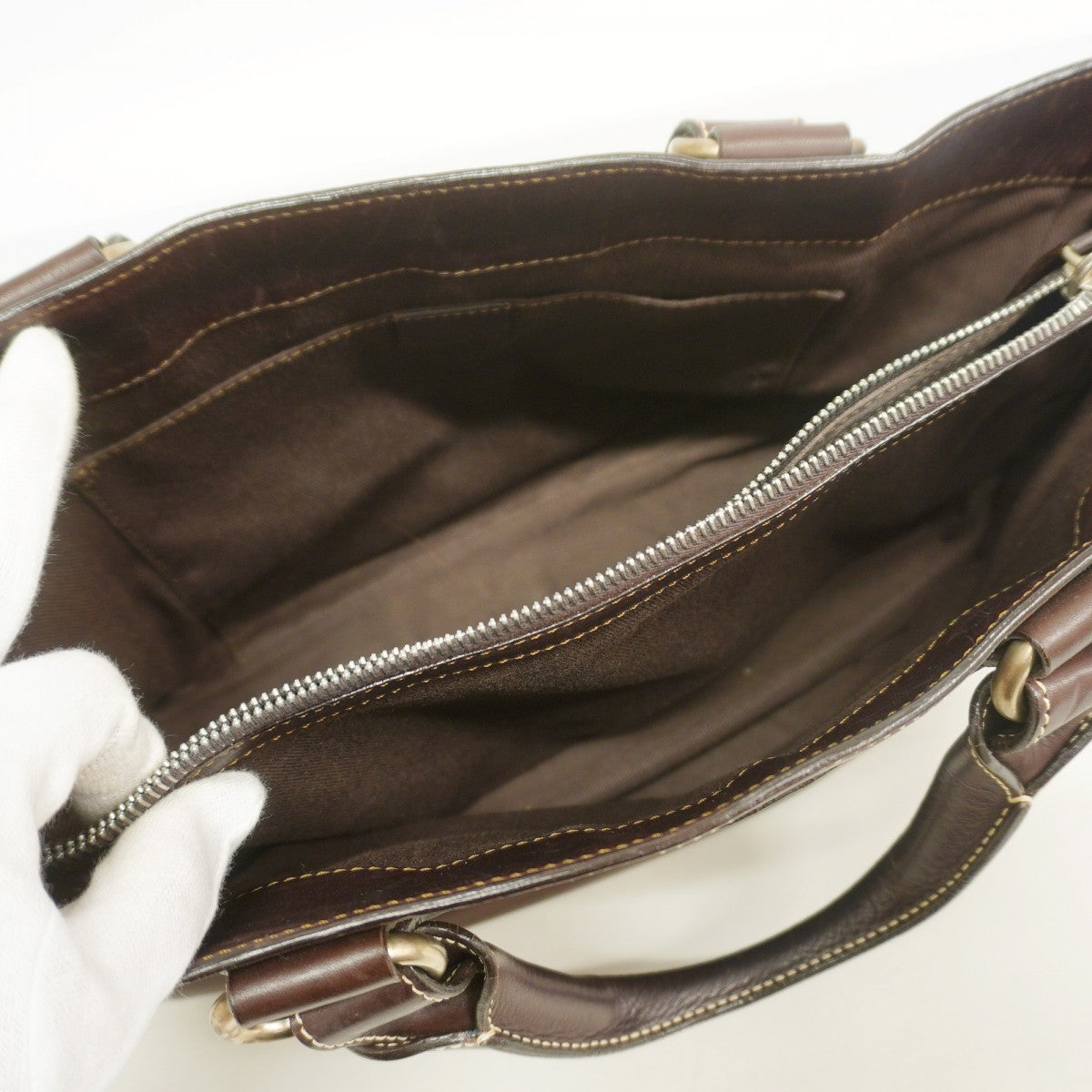 【5ib2146-h】セリーヌ ハンドバッグ ブギーバッグ レザー ブラウン シルバー金具【中古】レディース