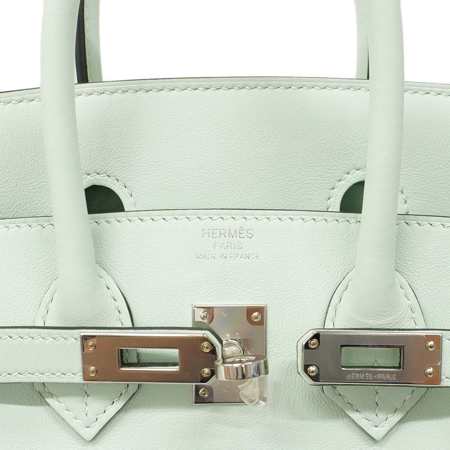 【5ib2209-e-g】エルメス ハンドバッグ バーキン25 スイフト ヴェールペパーミント シルバー金具 K刻印【中古】レディース