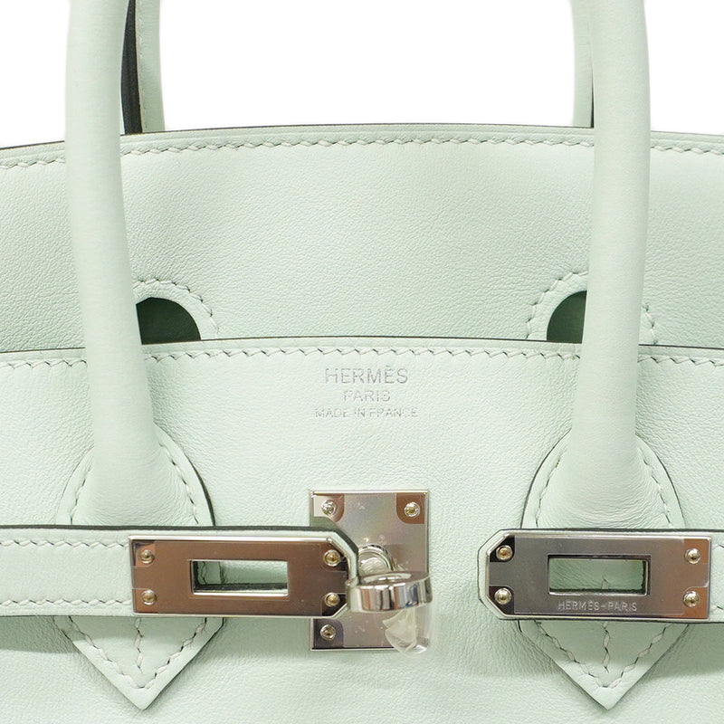 【5ib2209-e-g】エルメス ハンドバッグ バーキン25 スイフト ヴェールペパーミント シルバー金具 K刻印【中古】レディース
