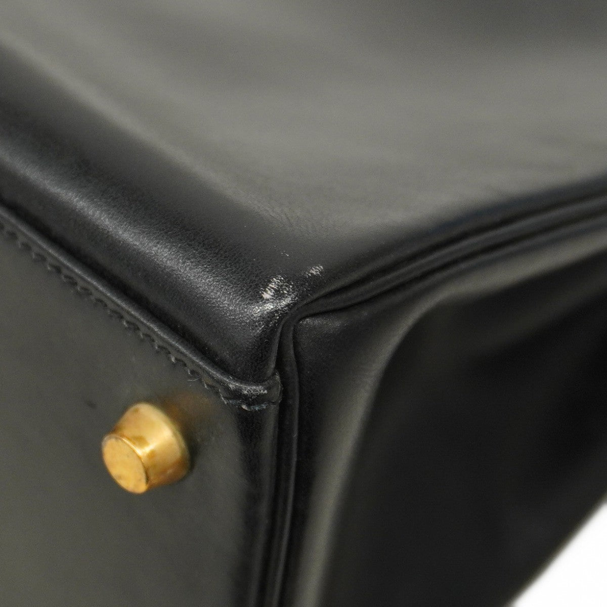 【5ib2255】エルメス ハンドバッグ ケリー32 ボックスカーフ ブラック ゴールド金具 □B刻印【中古】レディース