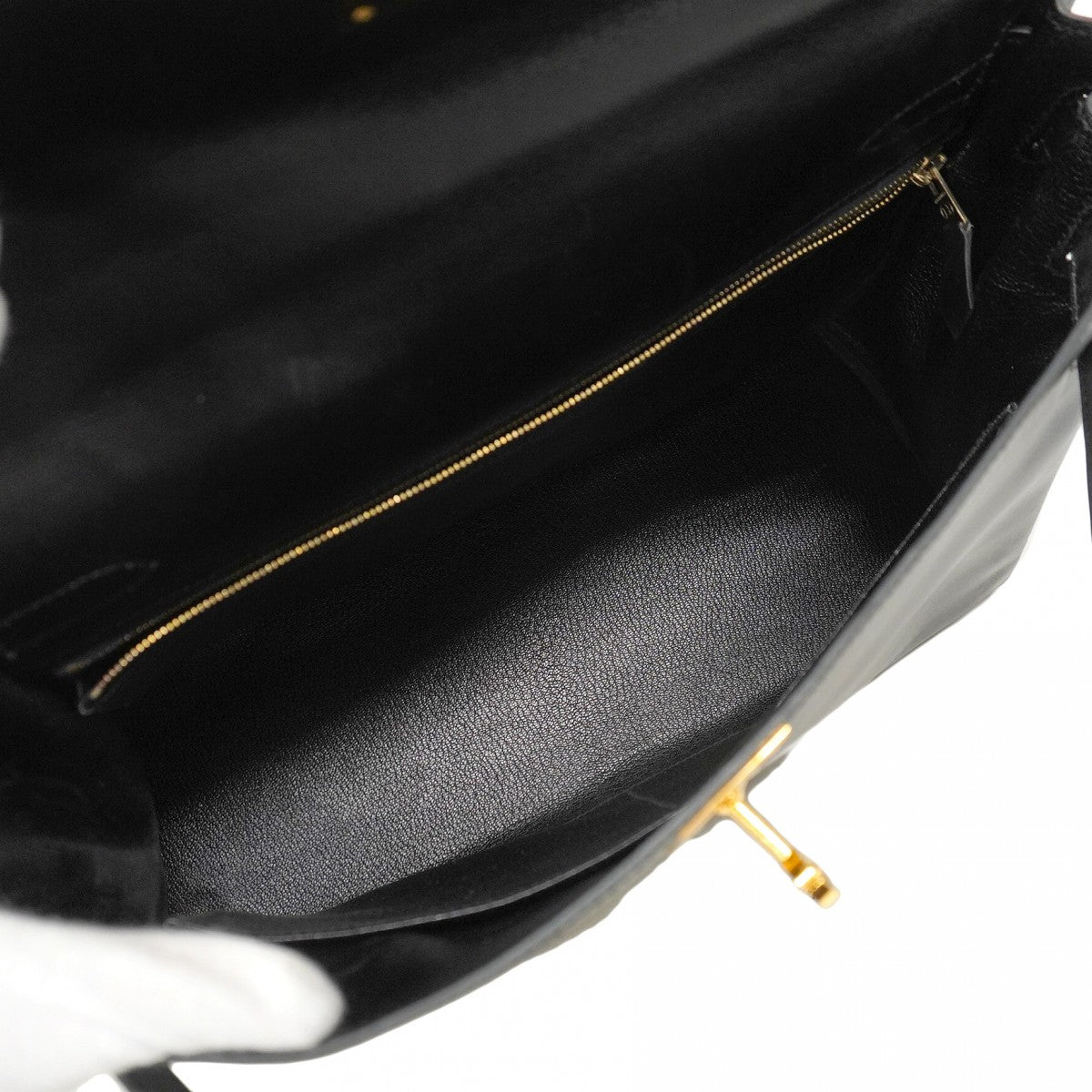 【5ib2255】エルメス ハンドバッグ ケリー32 ボックスカーフ ブラック ゴールド金具 □B刻印【中古】レディース