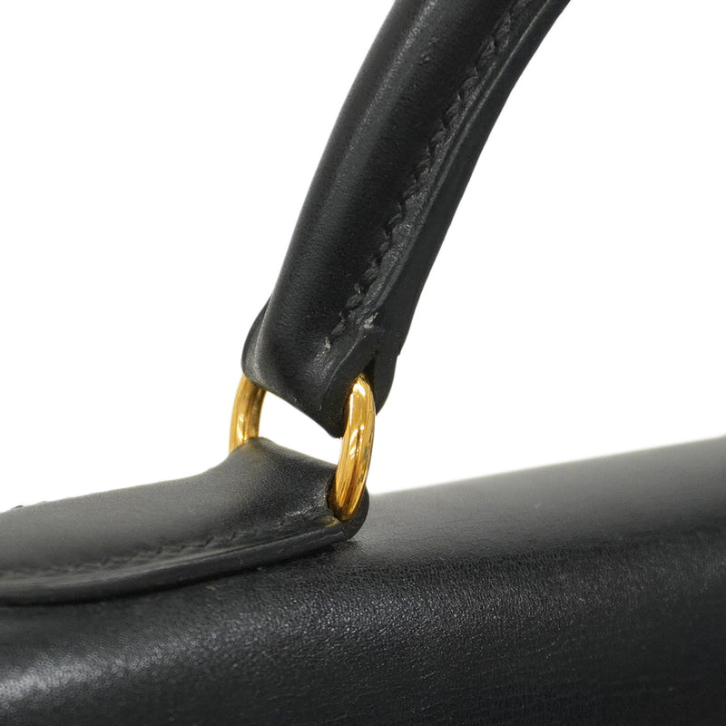 【5ib2255】エルメス ハンドバッグ ケリー32 ボックスカーフ ブラック ゴールド金具 □B刻印【中古】レディース