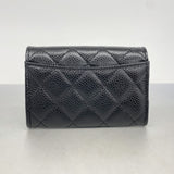 【5ib2332】シャネル カードケース マトラッセ キャビアスキン ブラック シルバー金具【中古】レディース