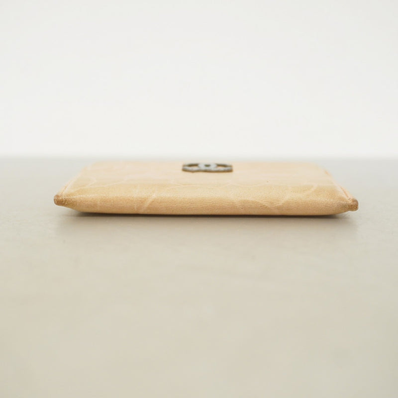 【5ib2395】シャネル カードケース カメリア ラムスキン ピンク シルバー金具【中古】レディース