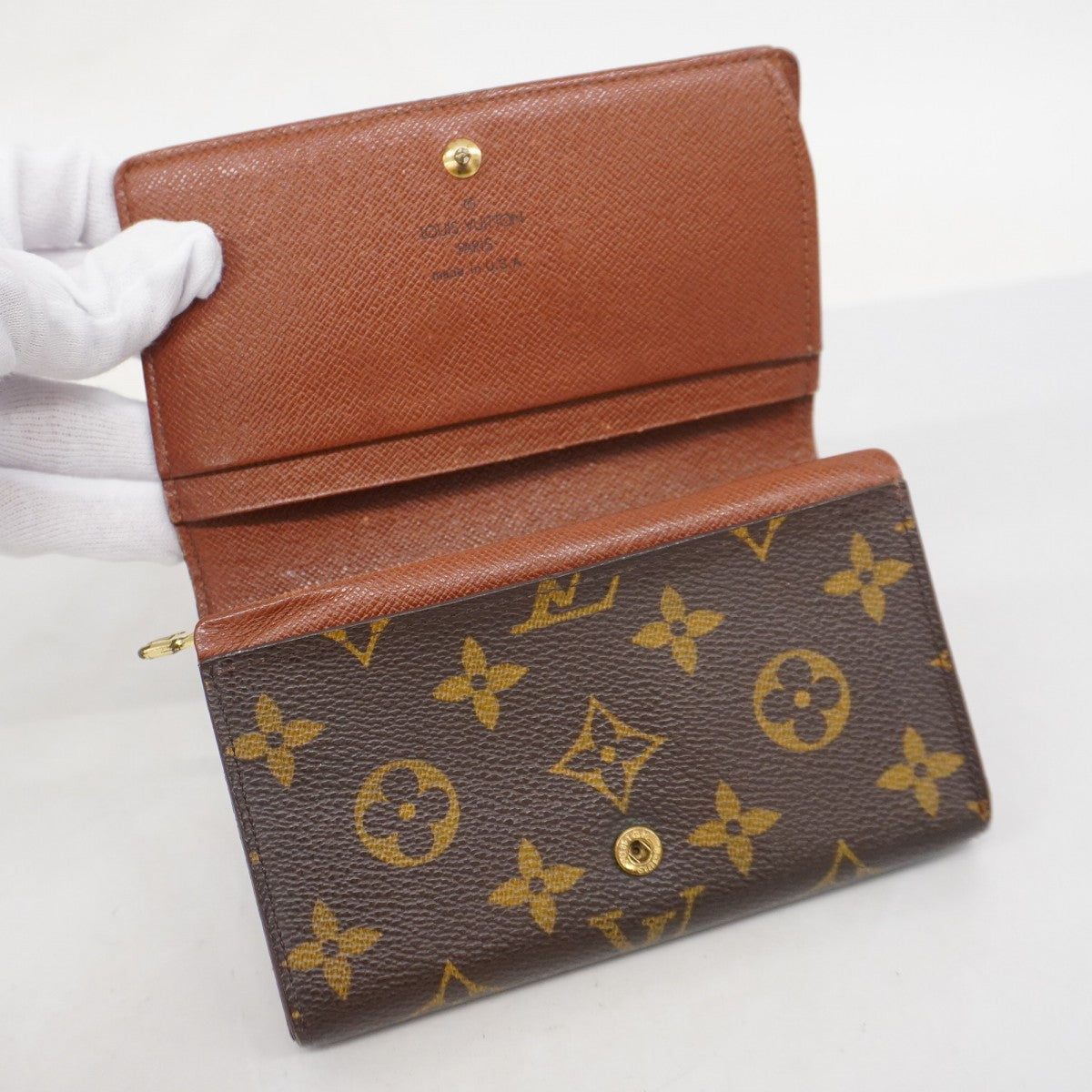 ルイヴィトン ポルトモネビエトレゾール モノグラム 二つ折り財布 ブラウン 美品❣️ルイヴィトン モノグラム ポルトモネビエトレゾール 二