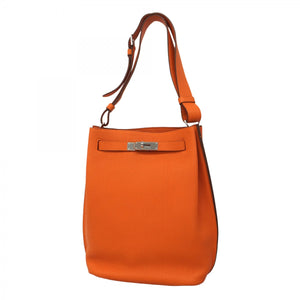 【5ib2508-e】エルメス ショルダーバッグ ソーケリー22 トゴ オレンジ シルバー金具 □L刻印【中古】レディース