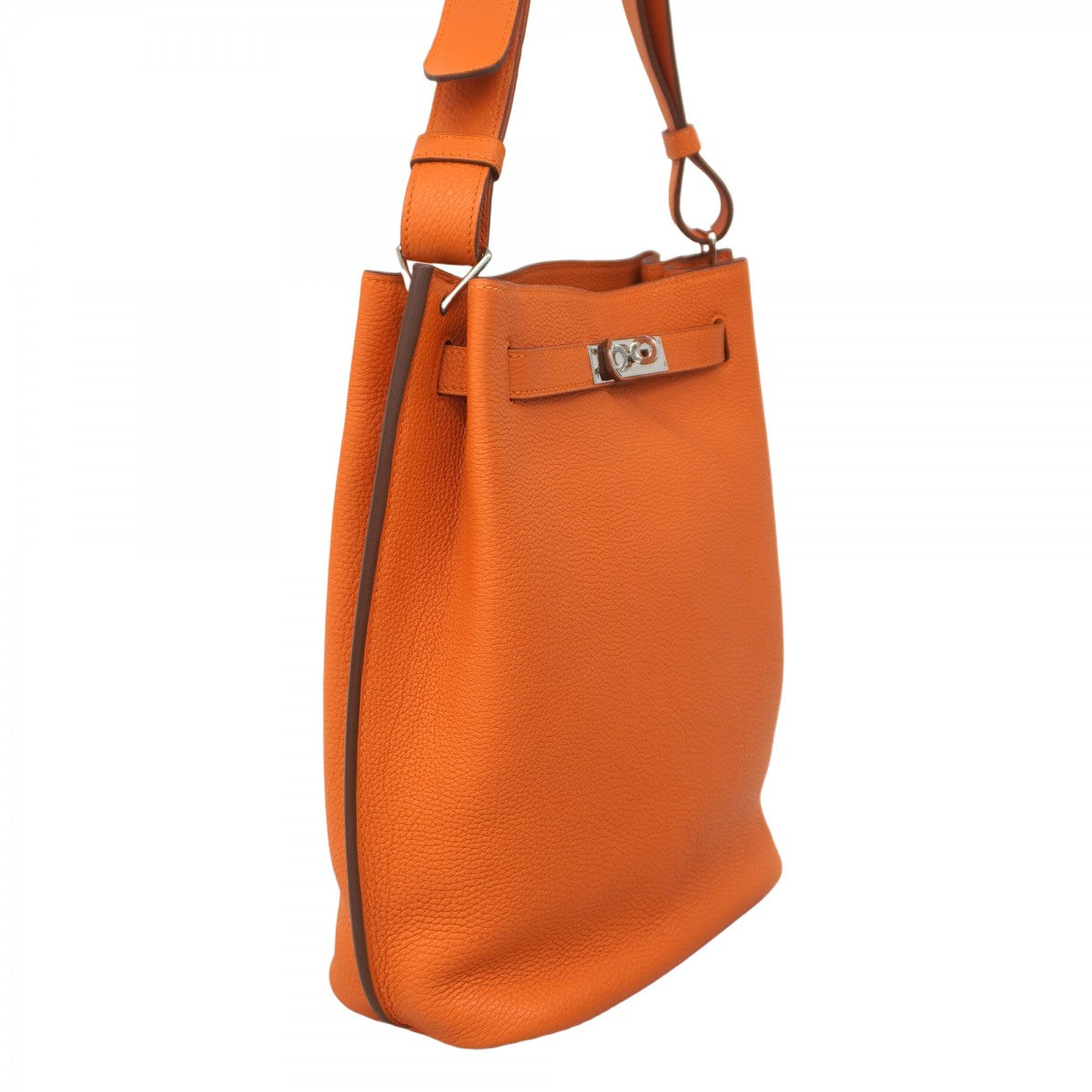 【5ib2508-e】エルメス ショルダーバッグ ソーケリー22 トゴ オレンジ シルバー金具 □L刻印【中古】レディース