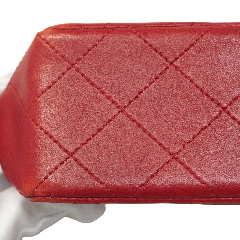 【5ib2509】シャネル ショルダーバッグ ミニマトラッセ チェーンショルダー ラムスキン レッド ゴールド金具【中古】レディース