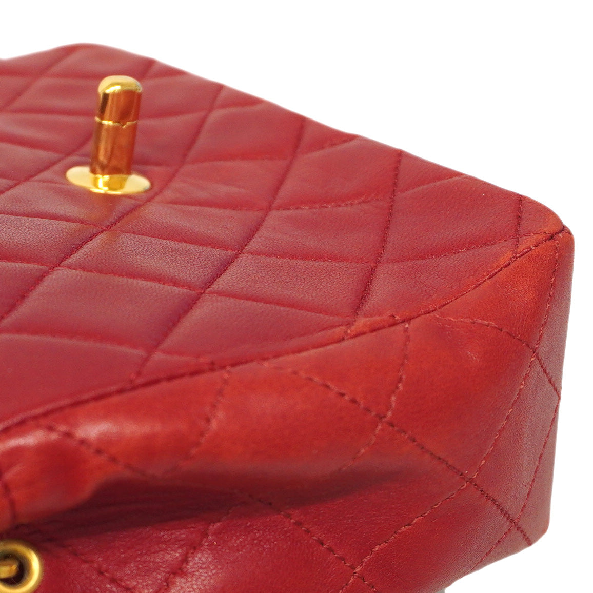 【5ib2509】シャネル ショルダーバッグ ミニマトラッセ チェーンショルダー ラムスキン レッド ゴールド金具【中古】レディース