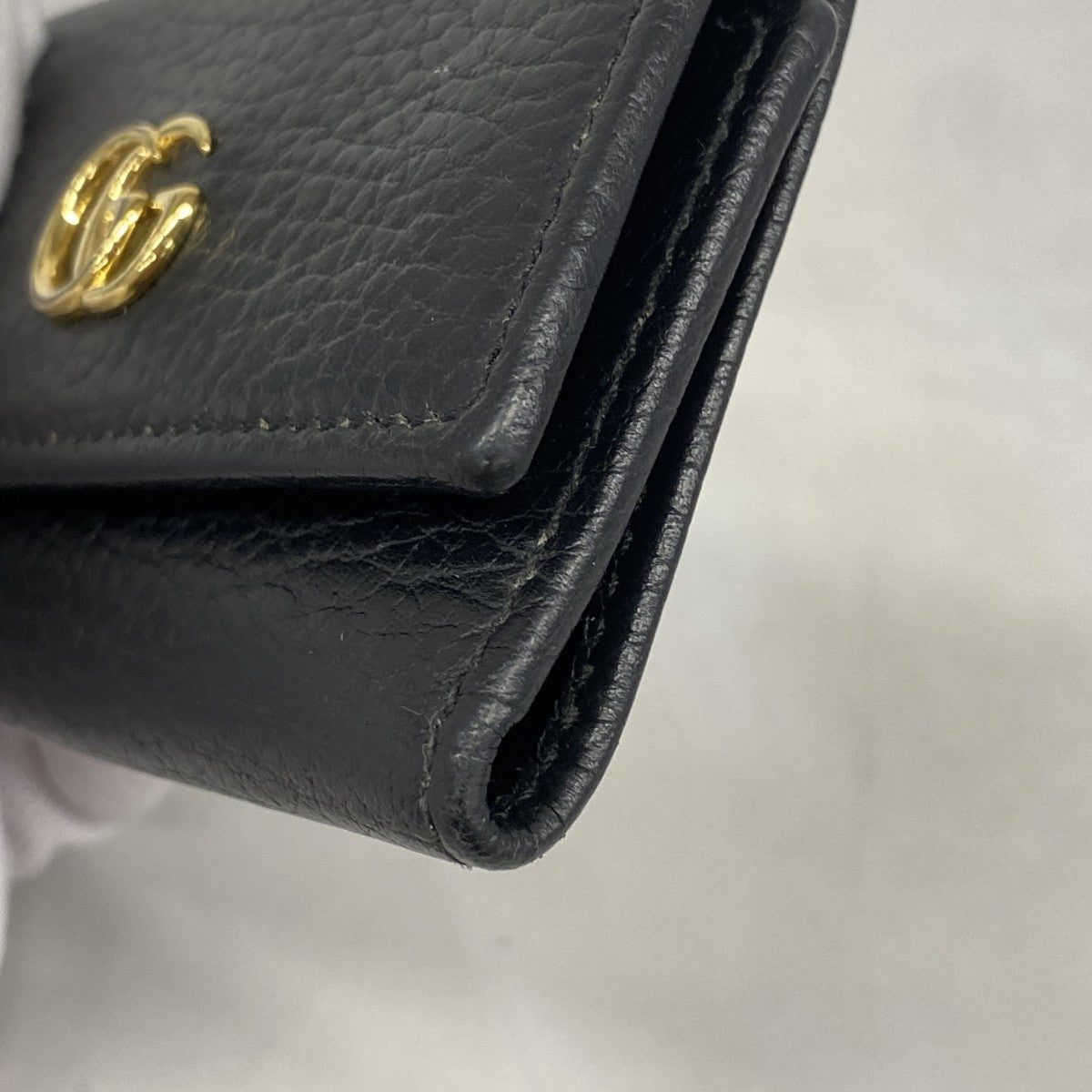 【5ib2573-h】グッチ キーケース GGマーモント 456118 レザー ブラック ゴールド金具【中古】レディース