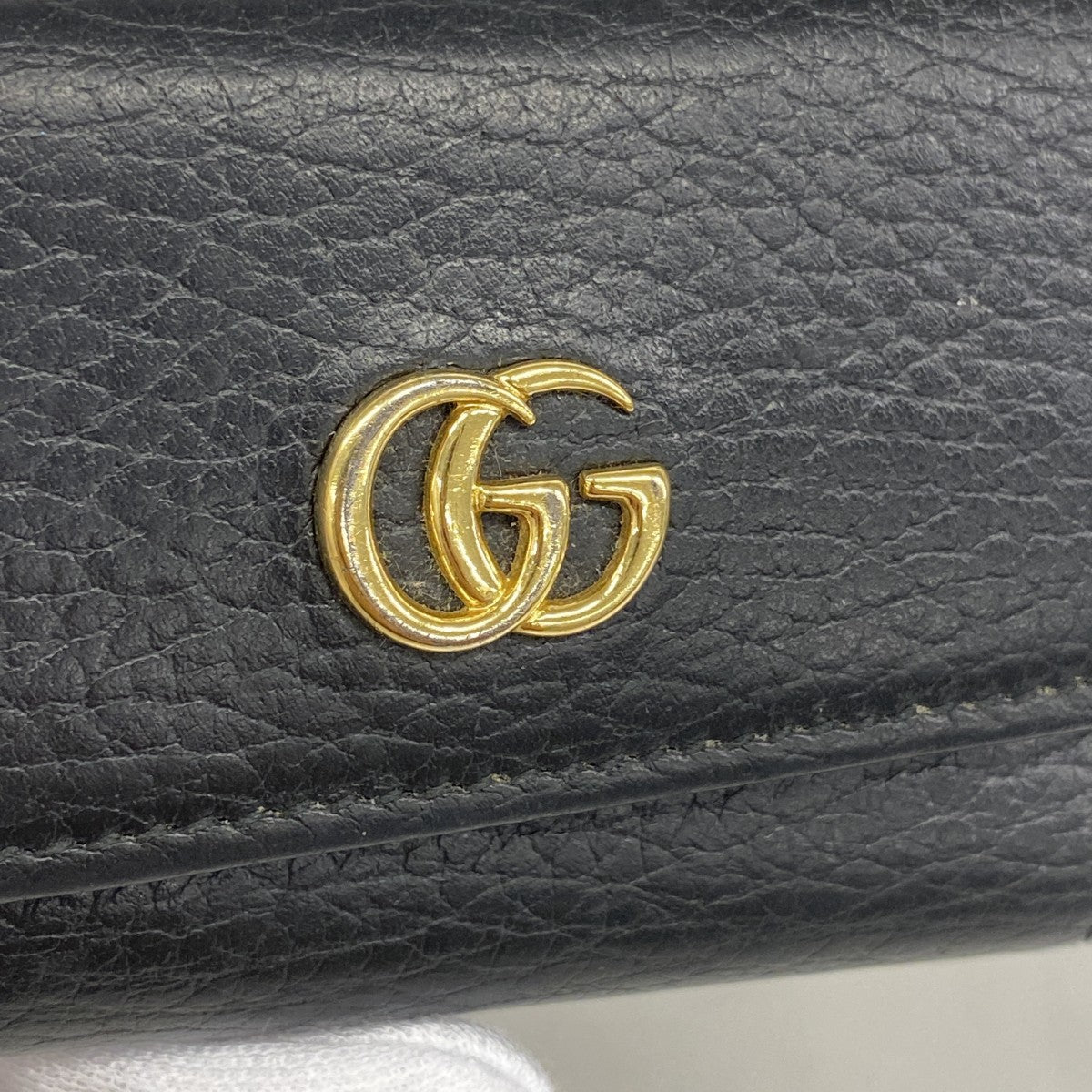 【5ib2573-h】グッチ キーケース GGマーモント 456118 レザー ブラック ゴールド金具【中古】レディース