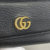 【5ib2573-h】グッチ キーケース GGマーモント 456118 レザー ブラック ゴールド金具【中古】レディース