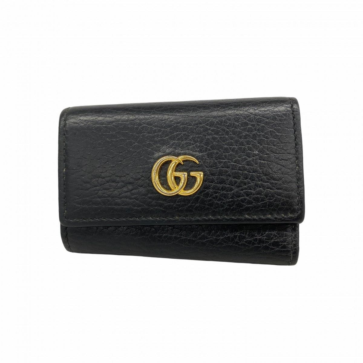 【5ib2573-h】グッチ キーケース GGマーモント 456118 レザー ブラック ゴールド金具【中古】レディース