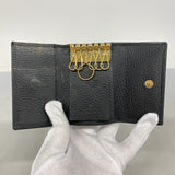 【5ib2573-h】グッチ キーケース GGマーモント 456118 レザー ブラック ゴールド金具【中古】レディース