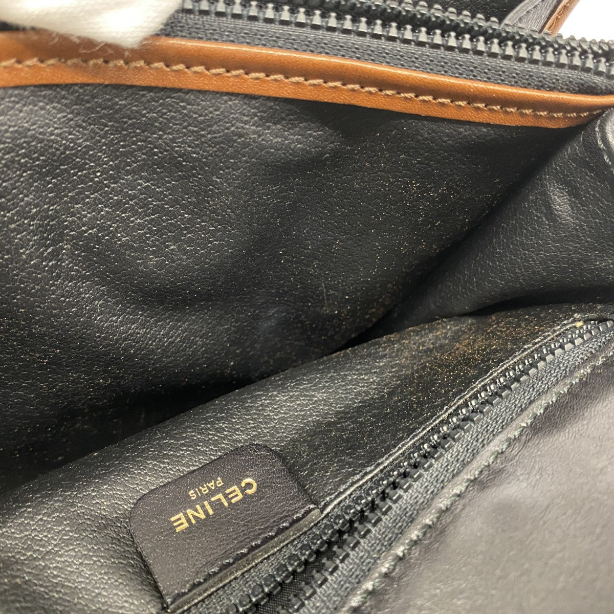 【5ib2621-h】セリーヌ クラッチバッグ レザー ブラウン ブラック ゴールド金具【中古】メンズ