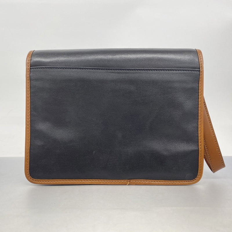 【5ib2621-h】セリーヌ クラッチバッグ レザー ブラウン ブラック ゴールド金具【中古】メンズ