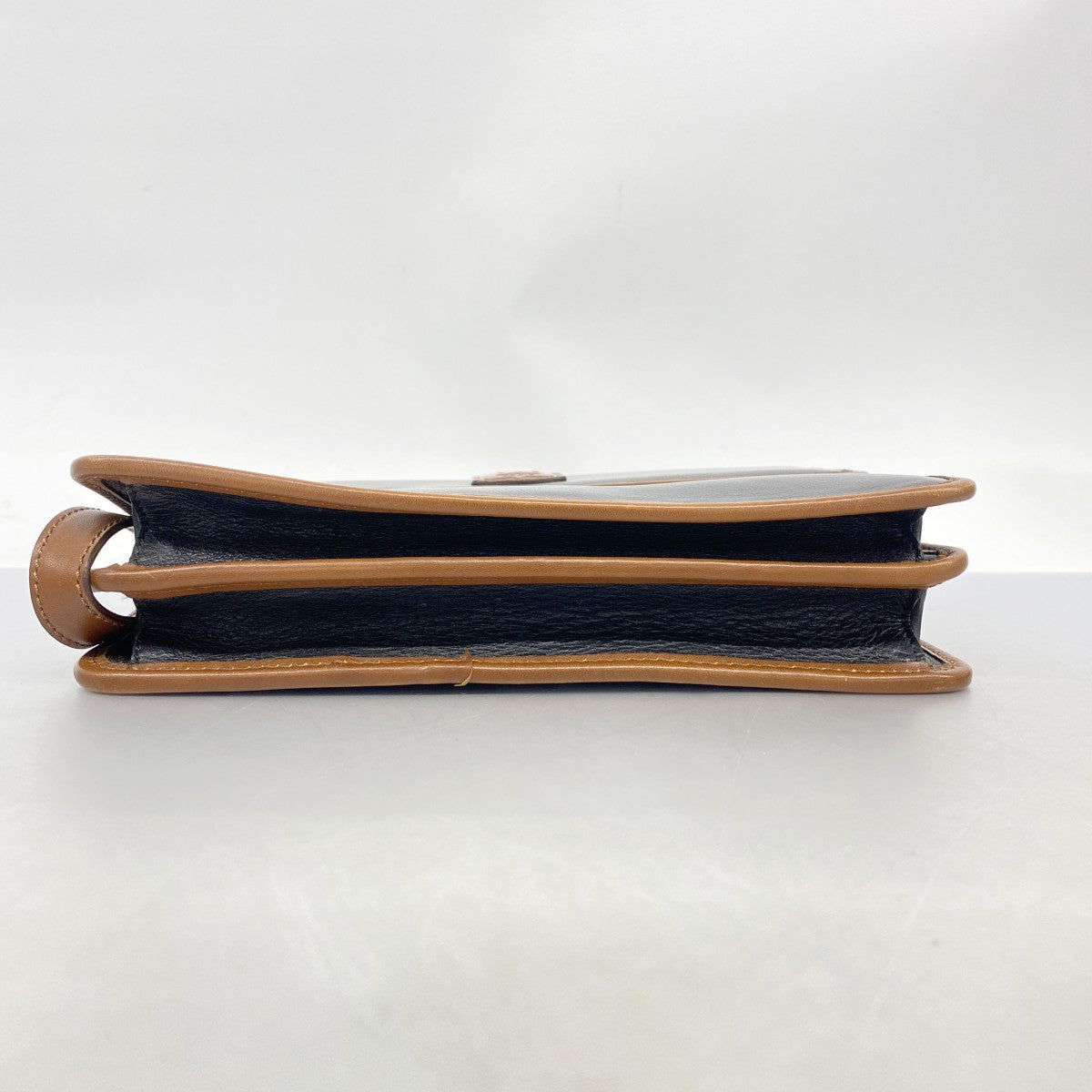 【5ib2621-h】セリーヌ クラッチバッグ レザー ブラウン ブラック ゴールド金具【中古】メンズ