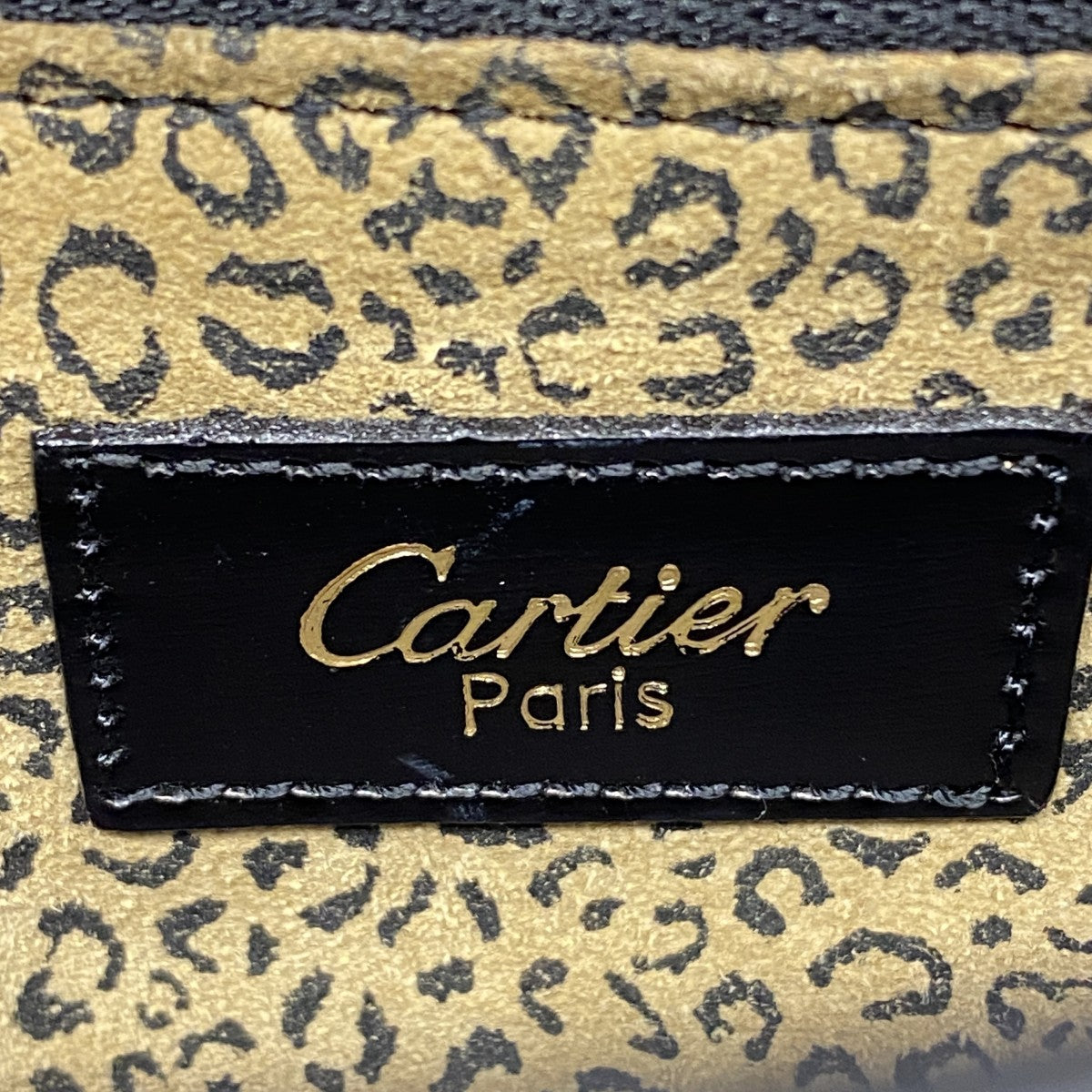 【5ib2637-h】カルティエ ハンドバッグ パンテール レザー ブラック ゴールド金具【中古】レディース