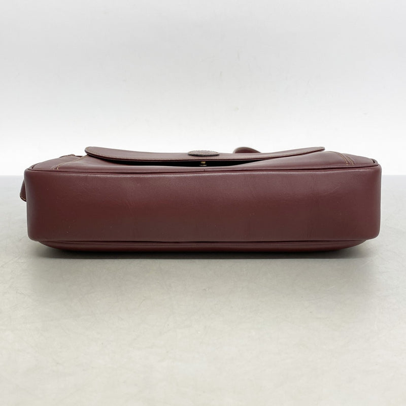【5ib2642-h】カルティエ ショルダーバッグ マスト レザー ボルドー ゴールド金具【中古】レディース