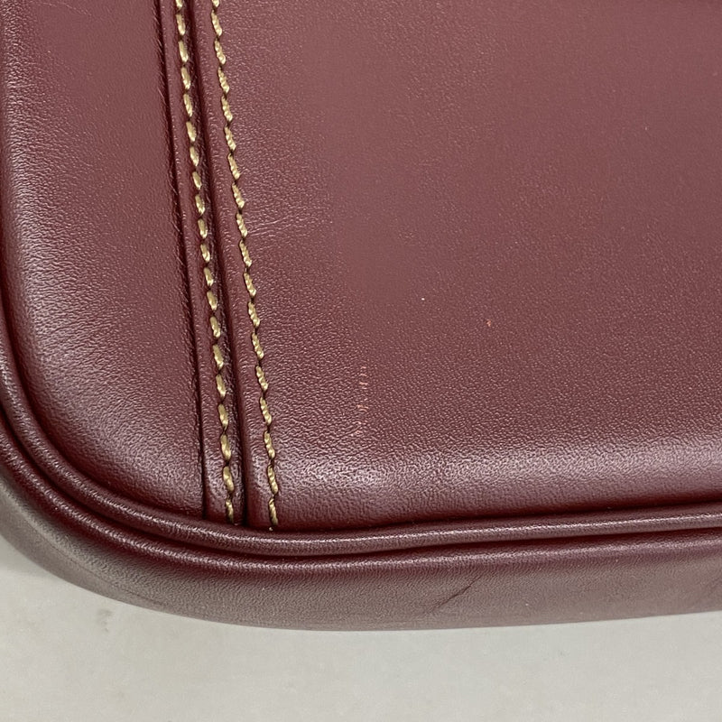 【5ib2642-h】カルティエ ショルダーバッグ マスト レザー ボルドー ゴールド金具【中古】レディース