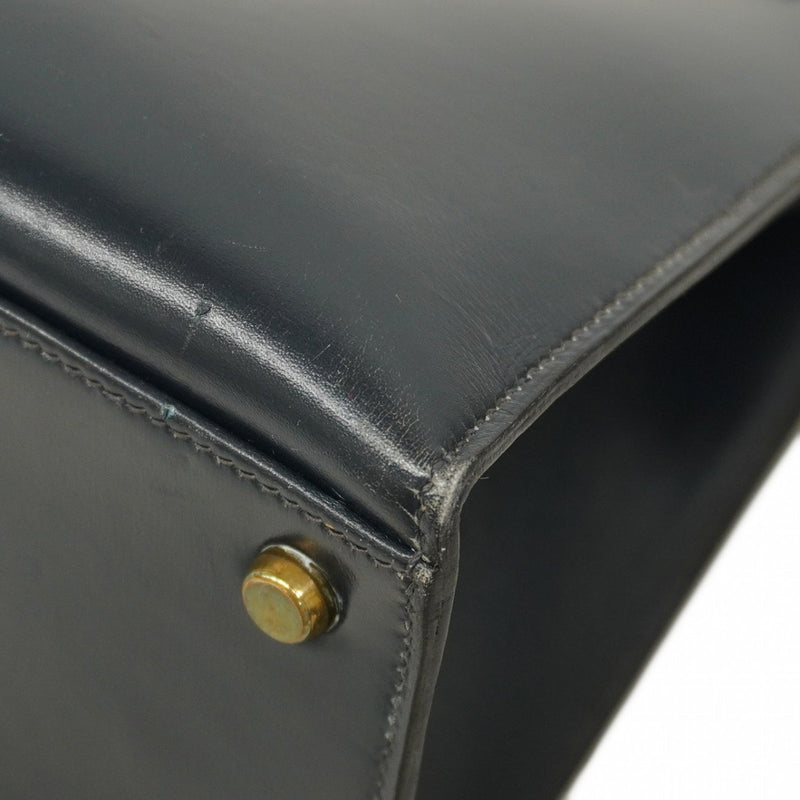 【5ic2744-h】エルメス ハンドバッグ ケリー32 ボックスカーフ ネイビー ゴールド金具 〇M刻印【中古】レディース