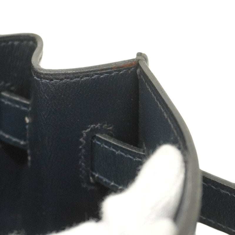 【5ic2744-h】エルメス ハンドバッグ ケリー32 ボックスカーフ ネイビー ゴールド金具 〇M刻印【中古】レディース
