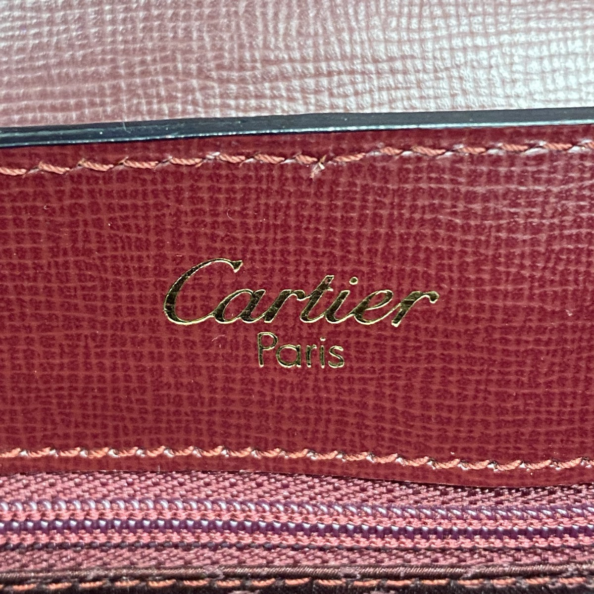 【5ic2756】カルティエ ショルダーバッグ マスト レザー ボルドー ゴールド金具【中古】レディース