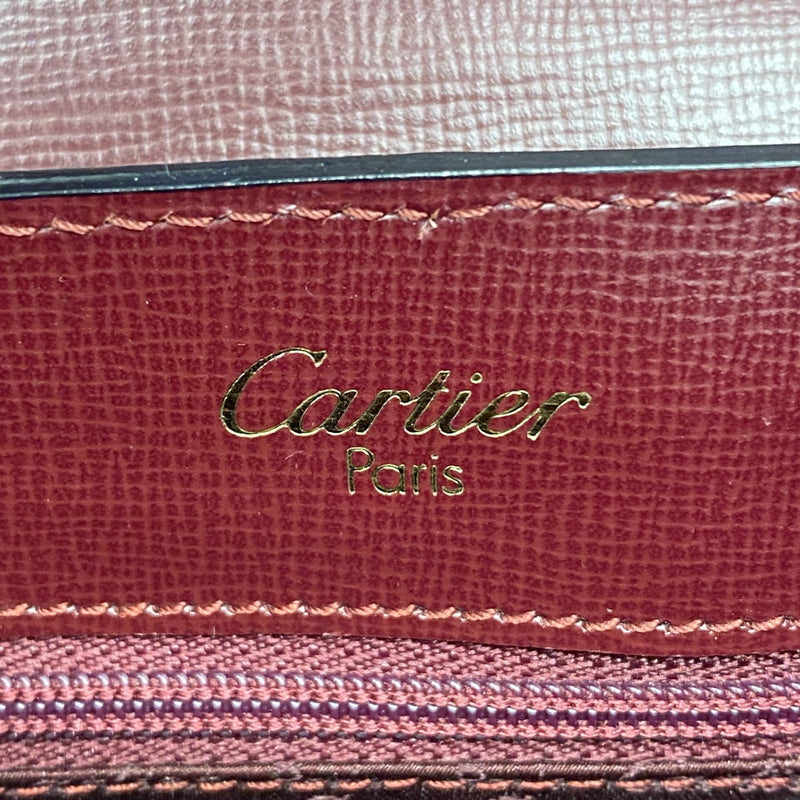 【5ic2756】カルティエ ショルダーバッグ マスト レザー ボルドー ゴールド金具【中古】レディース