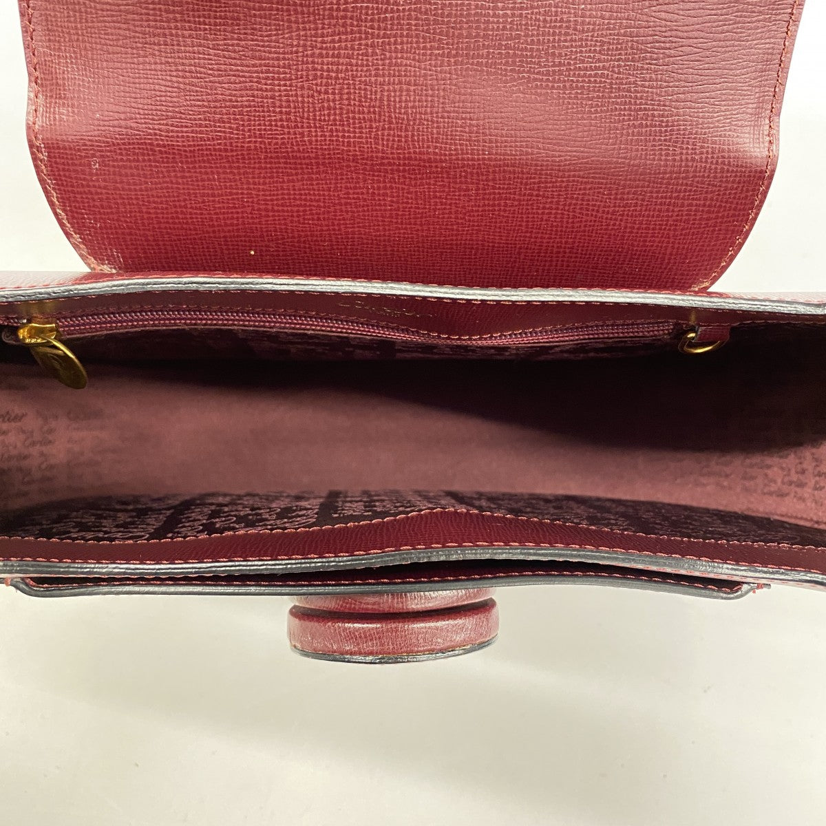 【5ic2756】カルティエ ショルダーバッグ マスト レザー ボルドー ゴールド金具【中古】レディース