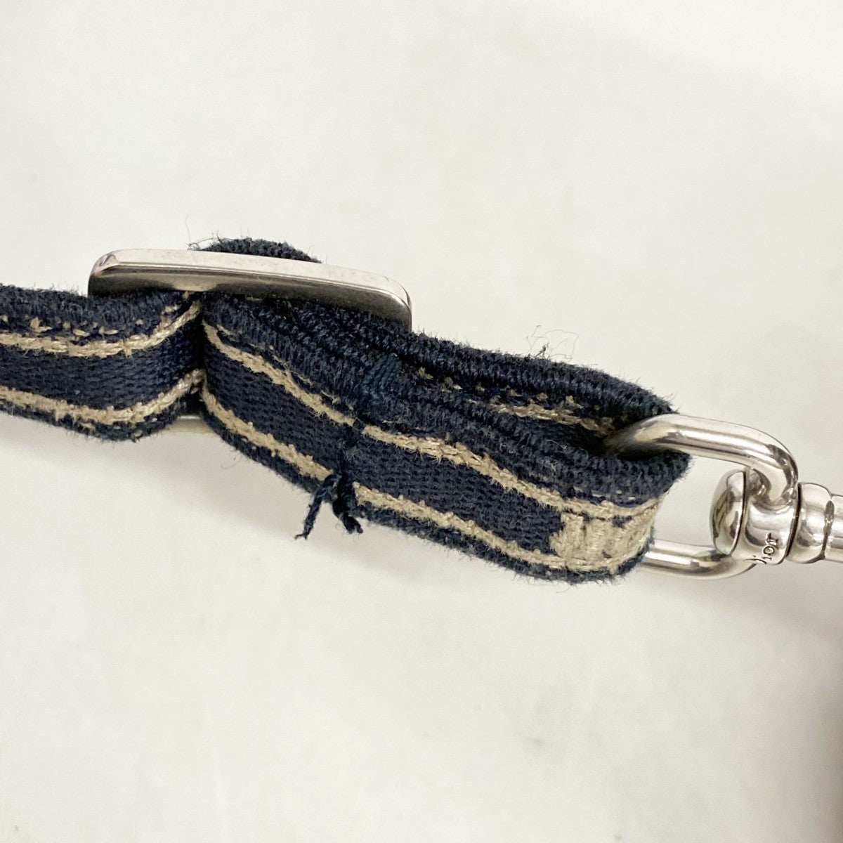 【5ic2794】クリスチャンディオール バニティバッグ オブリーク キャンバス ネイビー シルバー金具【中古】レディース