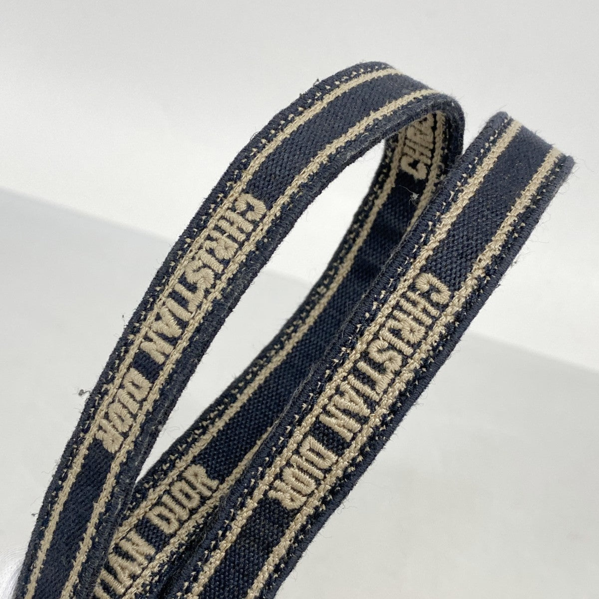 【5ic2794】クリスチャンディオール バニティバッグ オブリーク キャンバス ネイビー シルバー金具【中古】レディース