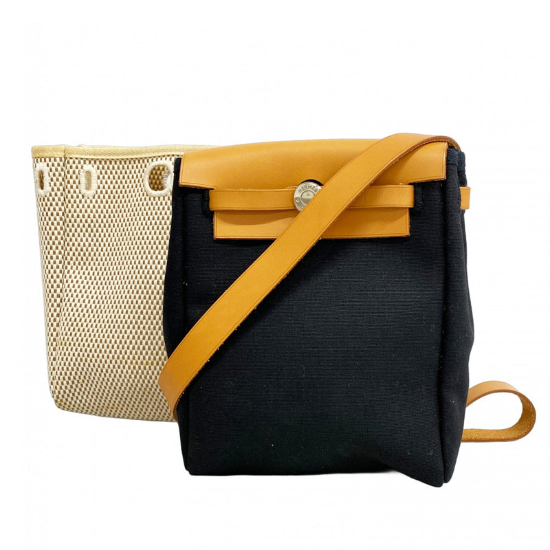 【5ic2795】エルメス ショルダーバッグ エールバッグTPM トワルGM ナチュラル シルバー金具 □H刻印【中古】レディース