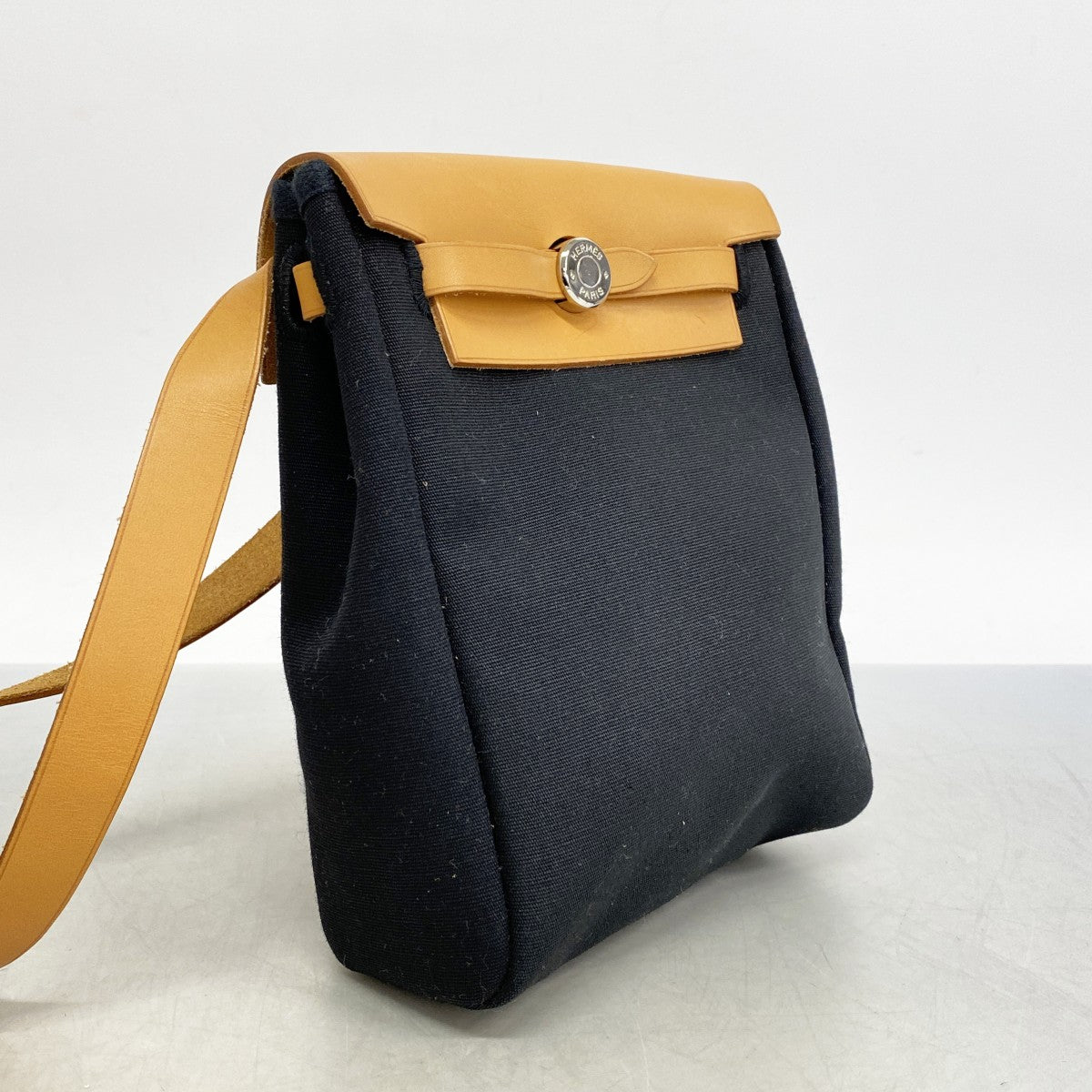 【5ic2795】エルメス ショルダーバッグ エールバッグTPM トワルGM ナチュラル シルバー金具 □H刻印【中古】レディース