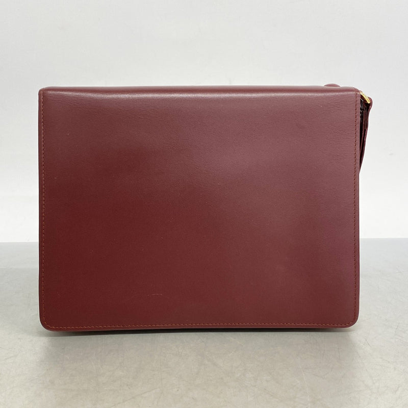 【5ic2801】カルティエ クラッチバッグ マスト レザー ボルドー ゴールド金具【中古】レディース