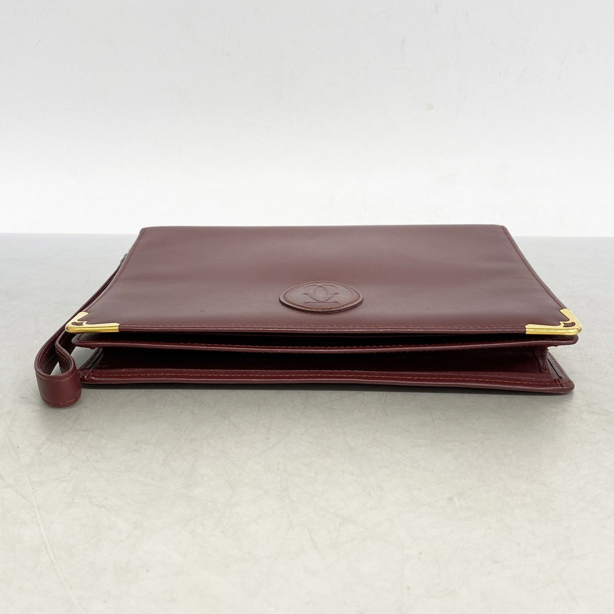 【5ic2801】カルティエ クラッチバッグ マスト レザー ボルドー ゴールド金具【中古】レディース