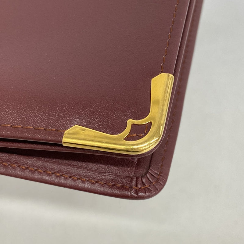 【5ic2801】カルティエ クラッチバッグ マスト レザー ボルドー ゴールド金具【中古】レディース
