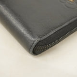 【5ic2827】シャネル 長財布 カメリア レザー ブラック シルバー金具【中古】レディース