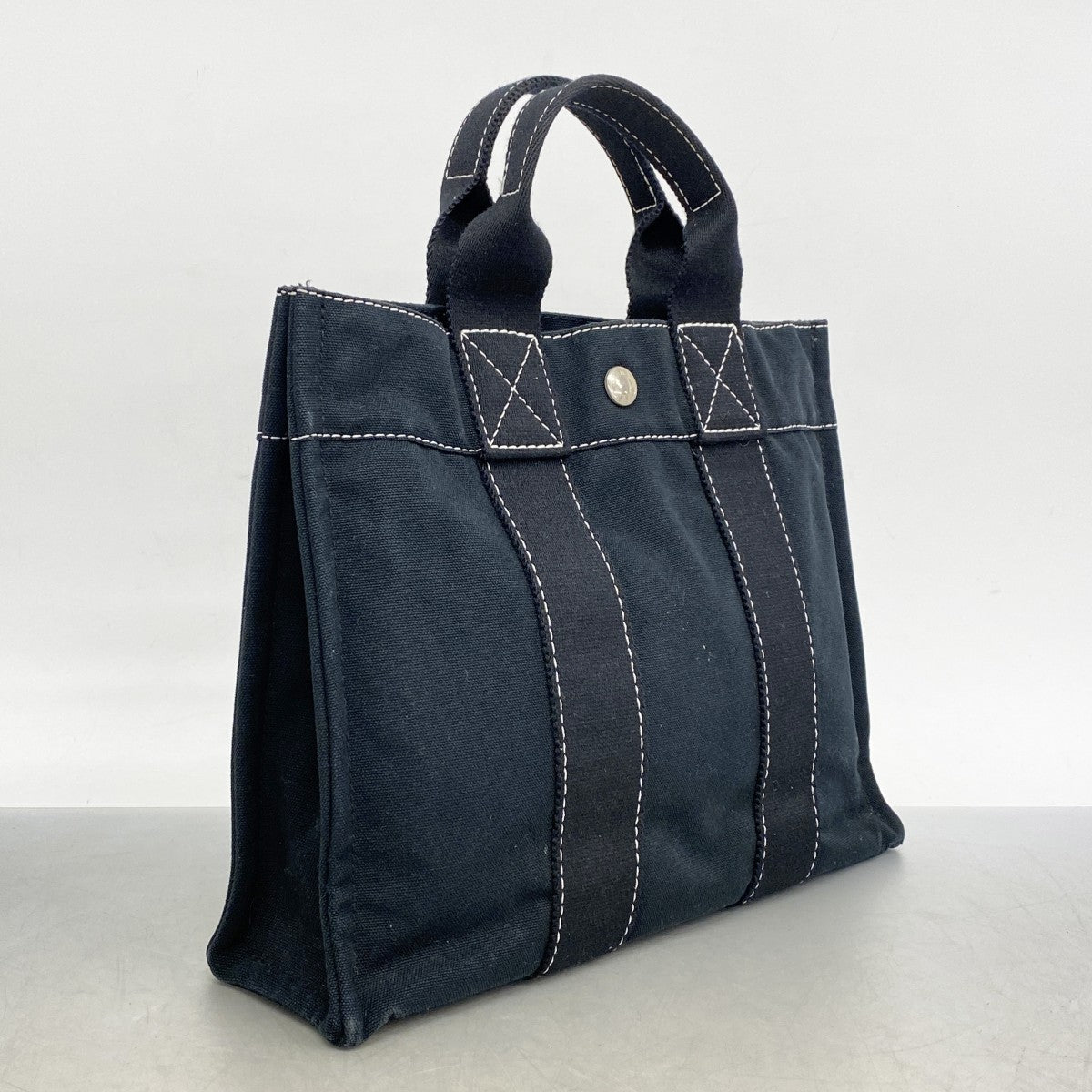 【5ic2836】エルメス ハンドバッグ ドーヴィルPM キャンバス ブラック シルバー金具【中古】レディース