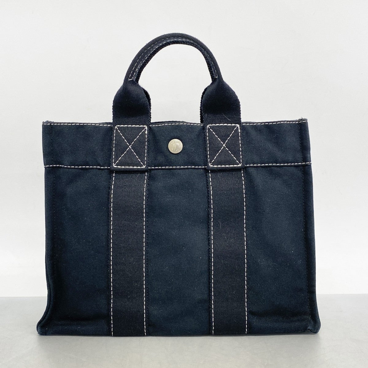 【5ic2836】エルメス ハンドバッグ ドーヴィルPM キャンバス ブラック シルバー金具【中古】レディース