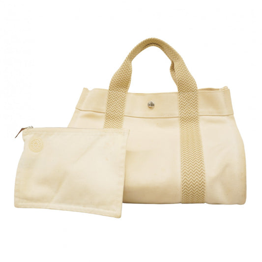 【5ic2853】エルメス ハンドバッグ カンヌPM キャンバス アイボリー シルバー金具【中古】レディース