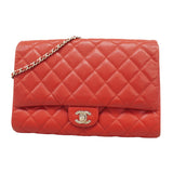 【5ic2857】シャネル ショルダーバッグ マトラッセ チェーンショルダー キャビアスキン レッド シルバー金具【中古】レディース