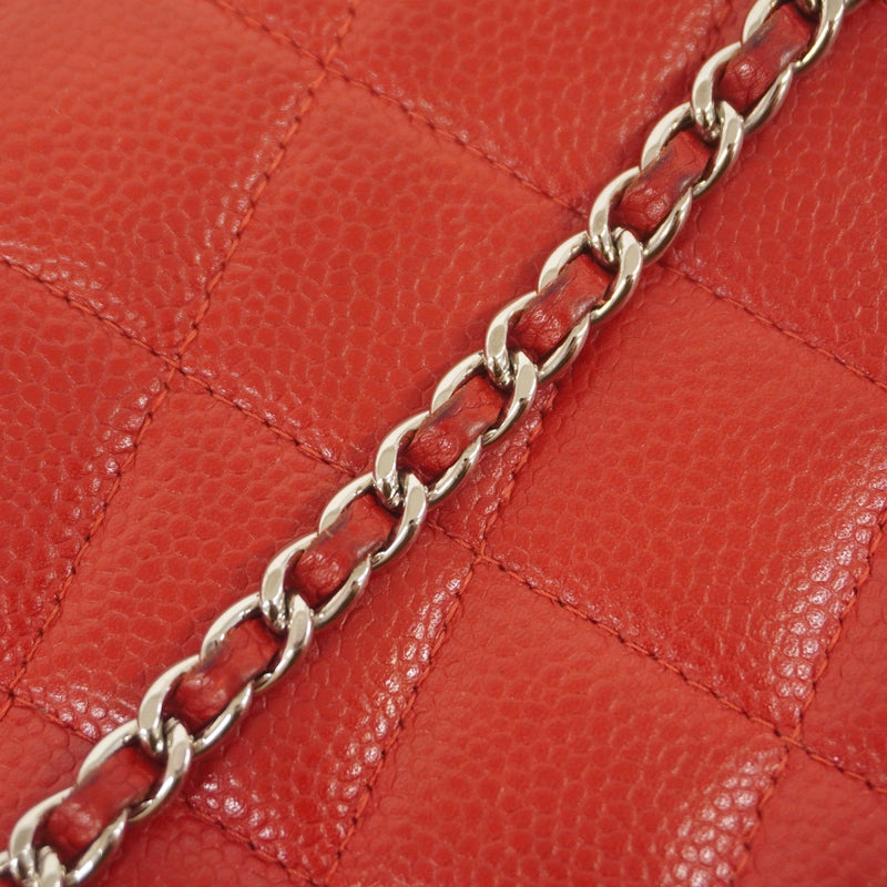【5ic2857】シャネル ショルダーバッグ マトラッセ チェーンショルダー キャビアスキン レッド シルバー金具【中古】レディース