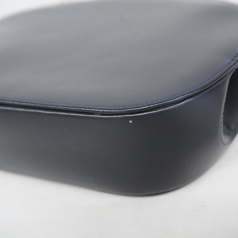 【5ic3006】カルティエ ショルダーバッグ サファイア レザー ネイビー ゴールド金具【中古】レディース